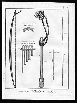 Bild des Verkufers fr Armes & Mallicolo et de Tanna" - Tanna Island weapon Vanuatu Australia Kupferstich zum Verkauf von Antiquariat Steffen Vlkel GmbH