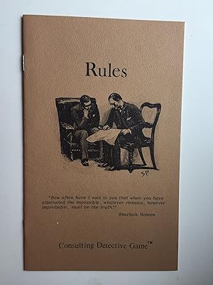 Bild des Verkufers fr Rules for Consulting Detective Game zum Verkauf von WellRead Books A.B.A.A.