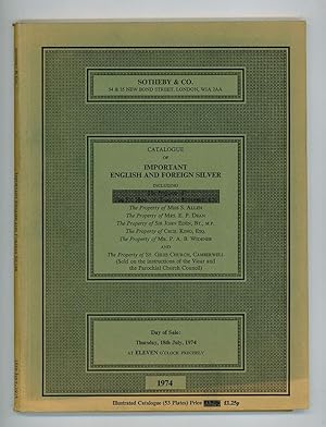 Catalogue of Important English and Foreign Silver