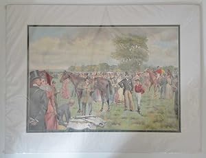 Derby The Paddock at Epsom Colour Chromo Lithograph Print