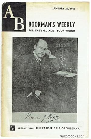 AB Bookman's Weekly For The Specialist Book World. Special Issue: The Pariser Sale Of Wiseiana. J...