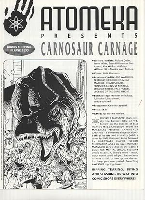 Seller image for ATOMEKA - June 1993: Carnosaur Carnage (New Releases from Atomeka Comics for sale by El Boletin