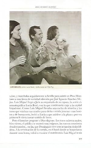 Seller image for LAMINA COSSIO 50700: Luis Miguel Dominguin entre Lucia Bose y Sofia Loren for sale by EL BOLETIN