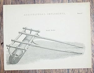 Engraved Plate from C19 Agricultural Book showing a "Field Roller"