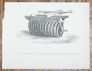 Engraved Plate from C19 Agricultural Book showing "W. Crosskill's Self Cleaning Clod Crusher & Ro...