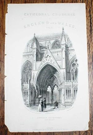 Image du vendeur pour Disbound Vignette Title Page with Engraving of Lincoln Cathedral's South Entrance, from Winkles's Architectural and Picturesque Illustrations of the Cathrdral Churches of England and Wales Vol. II mis en vente par Bailgate Books Ltd