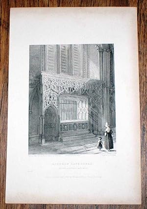 Disbound Engraving of "Bishop Langton's Monument" at Lincoln Cathedral, from Winkles's Architectu...