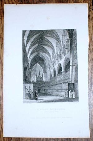 Image du vendeur pour Disbound Engraving of Lincoln Cathedral "Choir Looking West", from Winkles's Architectural and Picturesque Illustrations of the Catherdral Churches of England and Wales Vol. II mis en vente par Bailgate Books Ltd