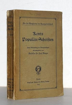 Bild des Verkufers fr Kants populre Schriften. Unter Mitwirkung der Kantgesellschaft herausgegeben von Paul Menzer. zum Verkauf von Antiquariat Stefan Wulf