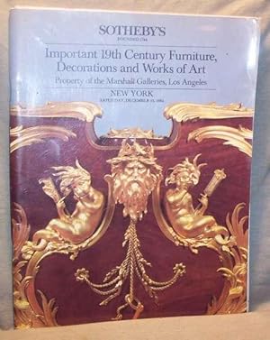 SOTHEBY'S CATALOG : IMPORTANT 19th CENTURY FURNITURE, DECORATIONS AND WORKS OF ART (from Marshall...