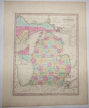 A New Map of Michigan with its Canals, Roads & Distances (Map No. 25 from A New Universal Atlas. ...