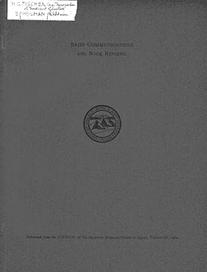 Image du vendeur pour Dows Dunham: The Royal Cemeteries of Kush, V." [AND:] "Elisabeth Riefstahl: Thebes in the Time of Amunhotep III." [BOOK REVIEWS]. (Journal of the American Research Center in Egypt). mis en vente par Librarium of The Hague