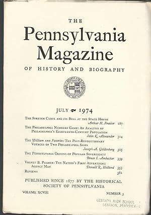 Seller image for The Pennsylvania Magazine of History and Biography, Volume XCVIII, No.3: July, 1974 for sale by Dorley House Books, Inc.