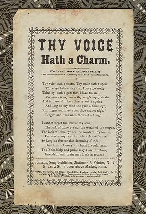 Thy voice hath a charm. Words and music by Lucas Brinley. Music published by Winner & Co., 933 Sp...