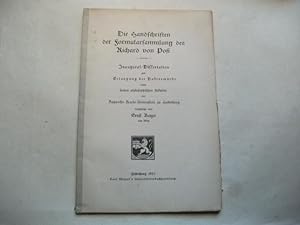 Bild des Verkufers fr Die Handschriftensammlung des Richard von Pofi. zum Verkauf von Ottmar Mller