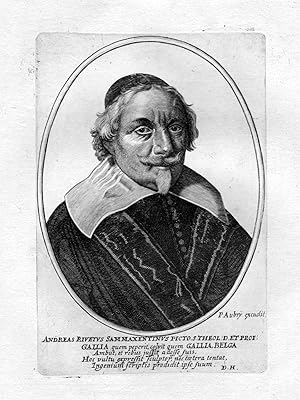 Bild des Verkufers fr Andreas Rivetus Sammaxentinus " - Andre Rivet Saint-Maixent gravure Portrait zum Verkauf von Antiquariat Steffen Vlkel GmbH