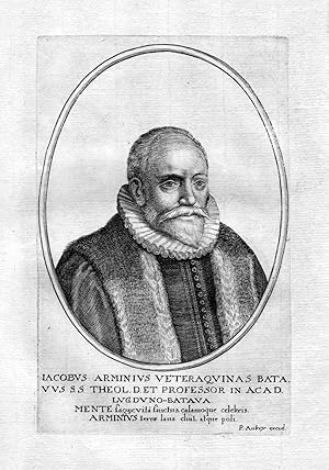 Bild des Verkufers fr Iacobus Arminius Veteraquinas Bata" - Jacobus Arminius Leiden Nederland Portrait zum Verkauf von Antiquariat Steffen Vlkel GmbH