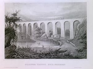 Original Stahlstich / Steel engraved print, Starucca Viaduct, Erie-Railroad, Erie/Pennsylvania -S...