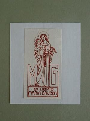 Bild des Verkufers fr Exlibris fr Maria Gruber. Motiv: Maria mit Jesuskind zum Verkauf von Antiquariat Weber