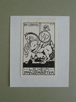 Seller image for Exlibris fr Wilhelm Panzerbieter. Motiv: Ritter zu Pferd vor Burg for sale by Antiquariat Weber