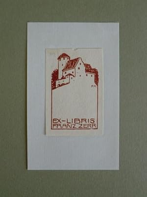 Bild des Verkufers fr Exlibris fr Franz Zerr. Motiv: Burg zum Verkauf von Antiquariat Weber