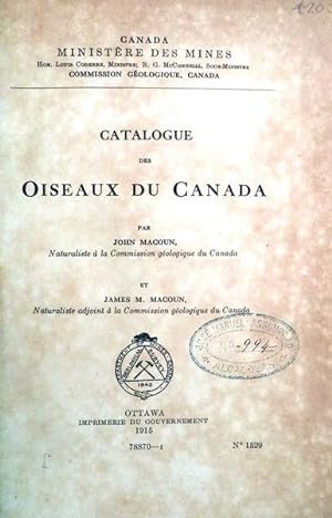 CATALOGUE DES OISEAUX DU CANADA