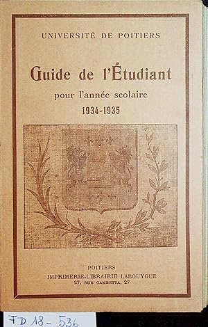 Université de Poitiers Guide de l'étudiant pour lannée scolaire 1934-1935