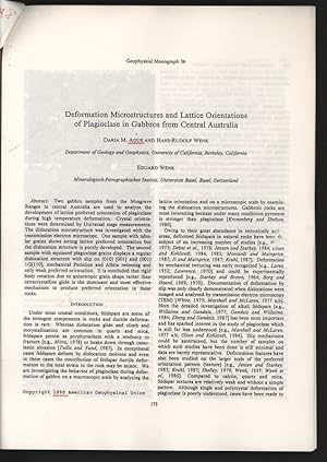 Immagine del venditore per Deformation Microstructures and Lattice Orientations of Plagioclase in Gabbros from Central Australia. Geophysical Monograph 56. venduto da Antiquariat Bookfarm