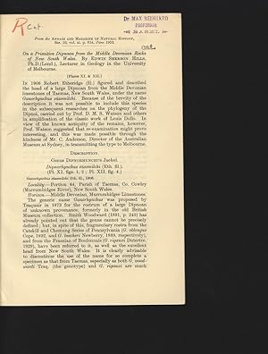 Immagine del venditore per On a Primitive Dipnoan from the Middle Devonian Rocks of New South Wales. From the Annals and Magazine of Natural History, Ser. 10, vol. xi. p. 6:14, June 1933. venduto da Antiquariat Bookfarm