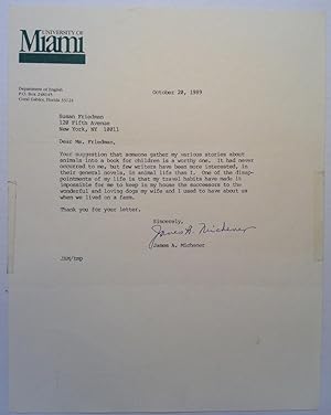 Typed Letter Signed on University of Miami letterhead