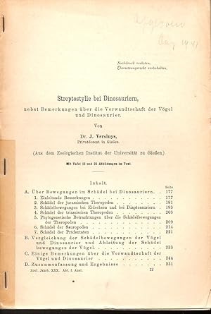 Bild des Verkufers fr Streptostylie bei Dinosauriern nebst Bemerkungen ber die zum Verkauf von Clivia Mueller