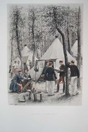 Le Bureau du Sergent. Original Fotogravur von Eduard Detailler. Blattgröße ca.47 x 35 cm. - Minim...