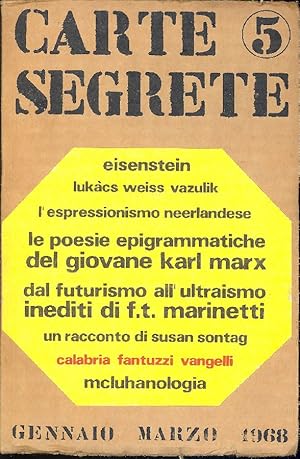 Imagen del vendedor de Carte Segrete. Gennaio - Marzo 1968. N. 5 a la venta por Studio Bibliografico Marini