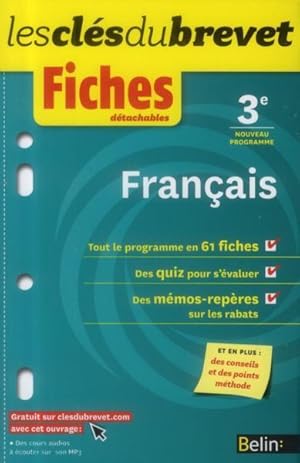 LES CLES DU BREVET ; français ; 3ème ; fiches