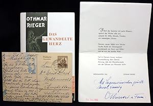 3 Autographen und 3 signierte Beigaben. 3 Postkarten (1958-1964) an den befreundeten Rechtsanwalt...