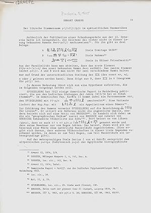 Seller image for Der libysche Stammesname p(j)d(j)/pjt im sp�tzeitlichen Onomastikon. (Enchoria, Zeitschrift f�r Demotistik und Koptologie). for sale by Librarium of The Hague