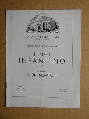 Image du vendeur pour Luigi Infantino. Concert Programme. mis en vente par N. G. Lawrie Books