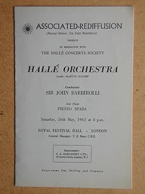 Halle Orchestra. Concert Programme.