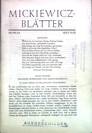 Imagen del vendedor de Die Schlacht am Trasimenischen See (Liv. XXII 4-5) in Henryk Sienkiewiczs bersetzung; in: Heft XLIII Mickiewicz-Bltter; a la venta por books4less (Versandantiquariat Petra Gros GmbH & Co. KG)