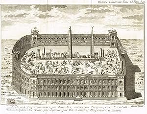 Le Grand Cirque commencé par Romulus. Ansicht des Circus Maximus in Rom mit kämpfenden Gladiatore...