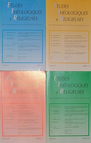 Immagine del venditore per Etudes thologiques et religieuses Tome 78 2003 venduto da Bouquinerie L'Ivre Livre