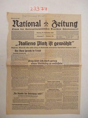 Bild des Verkufers fr National-Zeitung. Organ der Nationalsozialistischen Deutschen Arbeiterpartei. Montag, 19. September 1938 / Jahrgang 9, Nummer 256 Diese Ausgabe wird von uns nur zur staatsbrgerlichen Aufklrung und zur Abwehr verfassungswidriger Bestrebungen angeboten (86 StGB) zum Verkauf von Galerie fr gegenstndliche Kunst