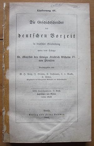 Bild des Verkufers fr Jahrbcher von Genua. Nach der Ausgabe der Monumenta Germaniae auszugsweise bersetzt von Wilhelm Arndt. zum Verkauf von Antiquariat Roland Ggler