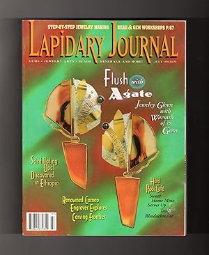 Lapidary Journal -July, 1996. Caroline Streep Strieb Earrings - Cover. Intaglio Engraving; Brazil...