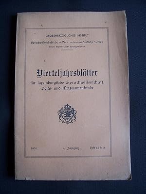 Vierteljahrsblätter - N°15-16 1938