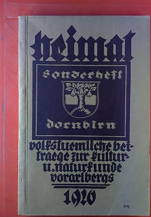 Immagine del venditore per Heimat. Volkstmliche Beitrge zur Kultur- und Naturkunde Vorarlbergs. Sonderheft Dornbirn. 7.Jahrgang 1926. venduto da biblion2