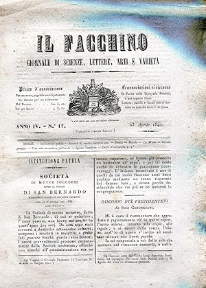 IL FACCHINO, giornale di scienze, lettere, artii e varietà, 1842 numero 17 del 23 aprile 1842., P...