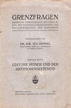 Bild des Verkufers fr Uditore Heiner und der AntimodernisteneidAphorismen und Erffnungen zu Dr. Franz Heiners Schrift ber die Maregeln Pius X. unter Bercksichtigung einer brieflichen uerung Herman Schells. zum Verkauf von Brbel Hoffmann