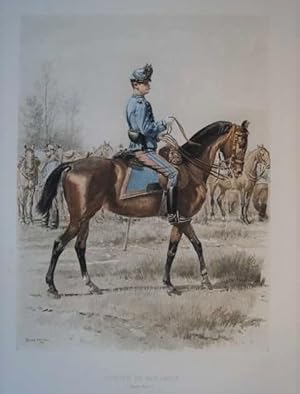 Officier de Hussards. Original Fotogravur von Eduard Detailler. 1886.