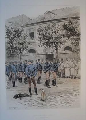 Le Bureau du Sergent. Original Fotogravur von Eduard Detailler. 1886.